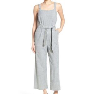Madewell Muralist Sleeveless Wide Leg Jumpsuit in Blue/White Stripe | Size 4